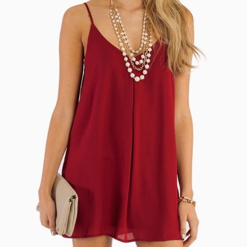 tobi red slip dress